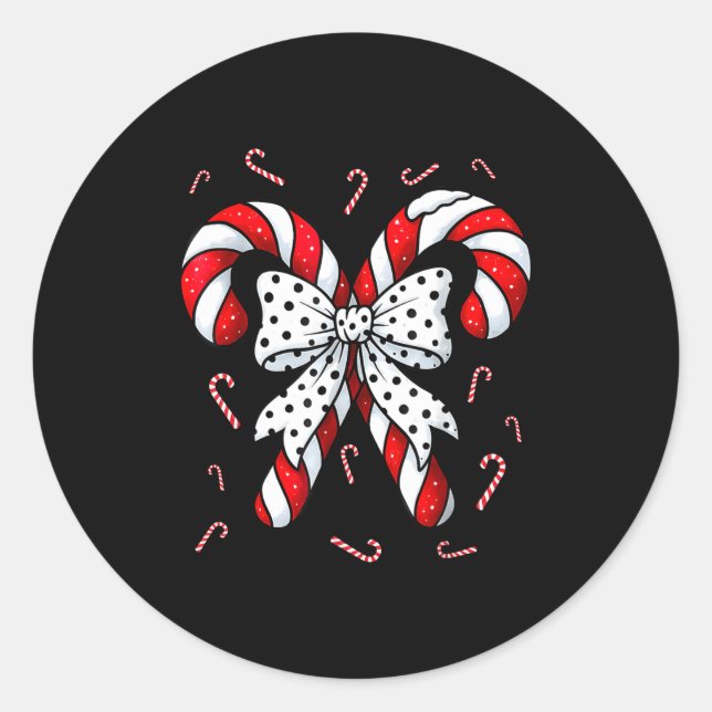 Candy Cane Merry And Bright Red And White Candy Co Classic Round Sticker (Front)