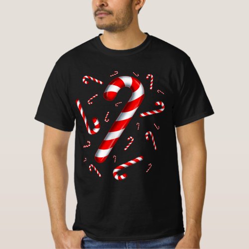 Candy Cane Merry and Bright Red and White Candy T_Shirt