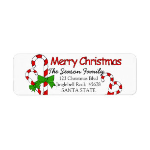 Candy Cane Merry Christmas address label