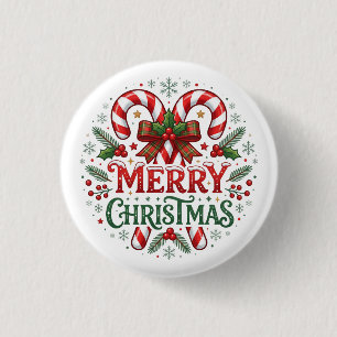 Candy Cane Merry Christmas Button