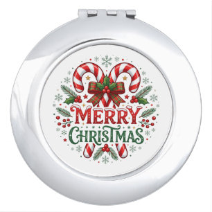 Candy Cane Merry Christmas Compact Mirror