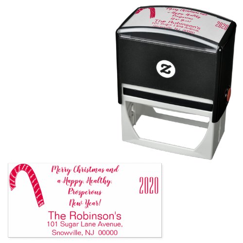 Candy Cane Merry Christmas Happy New Year Self_inking Stamp