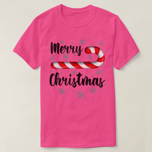 Candy Cane Merry Christmas Red and White Candy Sno T-Shirt (Design Front)