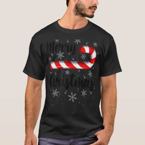 Candy Cane Merry Christmas Red And White Candy Sno T_Shirt