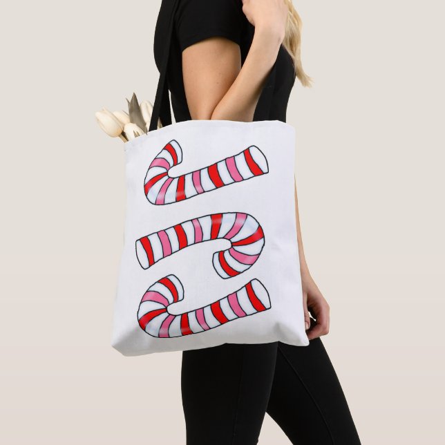 Candy Cane Merry Christmas Women's Tote Bags (Close Up)
