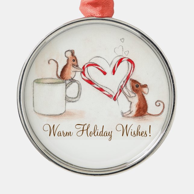 Candy Cane Mice Metal Ornament (Front)