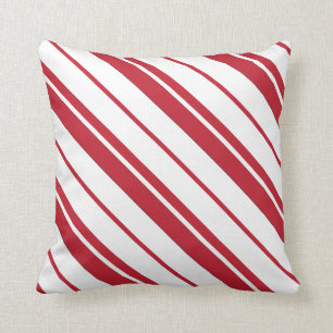 Candy Cane Mint Red and White Striped Pillow