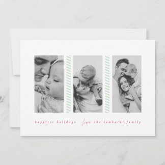 Candy Cane Mint Three Photo Holiday Card