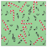 Candy Cane Music Notes Fabric