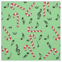 Candy Cane Music Notes Fabric