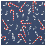 Candy Cane Music Notes Fabric