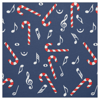 Candy Cane Music Notes Fabric