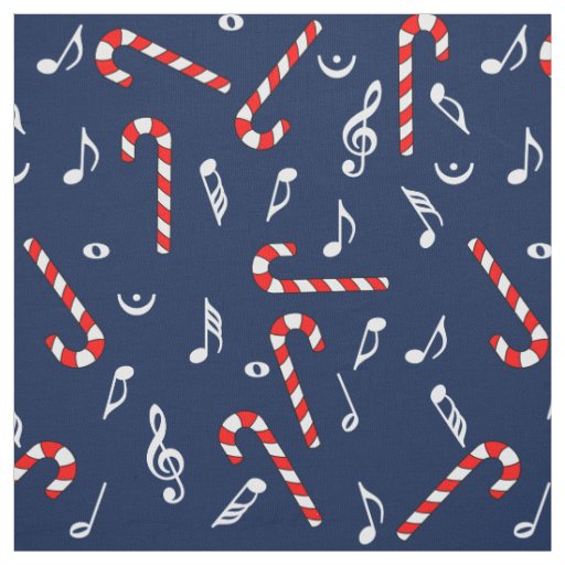 Candy Cane Music Notes Fabric