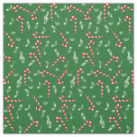 Candy Cane Music Notes Fabric