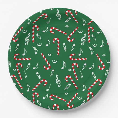 Candy Cane Music Notes Paper Plates