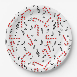 Candy Cane Music Notes Paper Plates