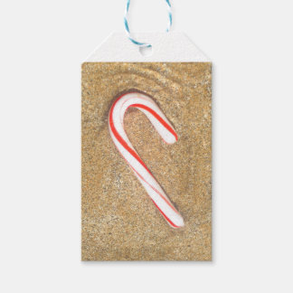 Candy Cane on Beach Gift Tags