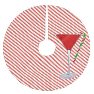 Candy Cane On Christmas Cocktail Brushed Polyester Tree Skirt