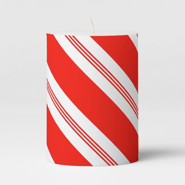 Candy Cane Pattern 1 Pillar Candle (Front)
