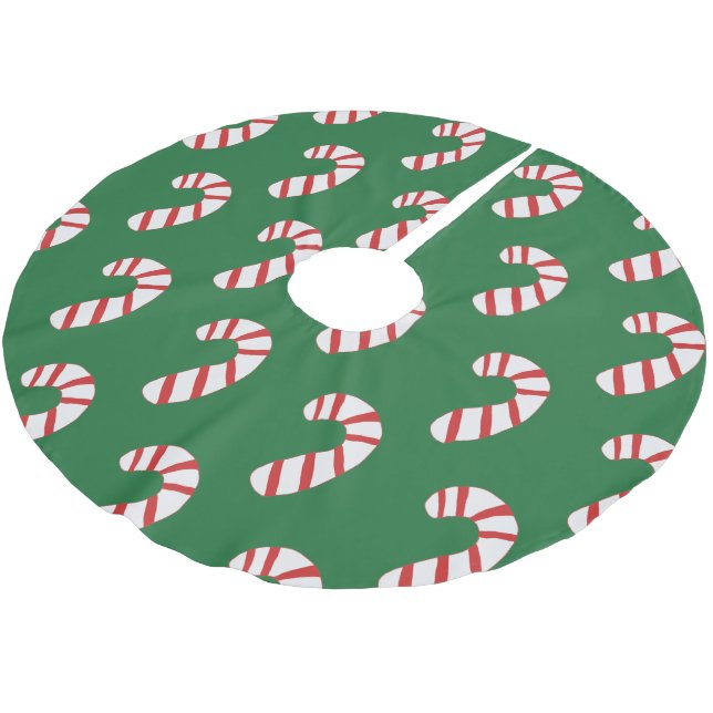 Candy Cane Pattern Brushed Polyester Tree Skirt (Angled)