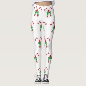 Candy Cane Pattern Christmas Leggings by Wesly_DLR at Zazzle