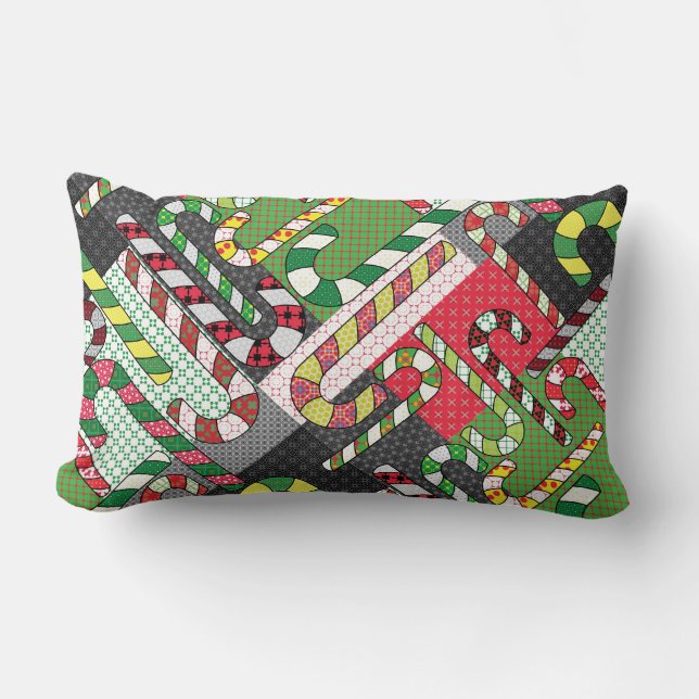 Candy Cane Pattern Lumbar Pillow (Front)
