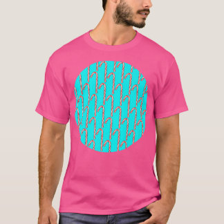 Candy Cane Pattern on Turquoise Background 49 T-Shirt