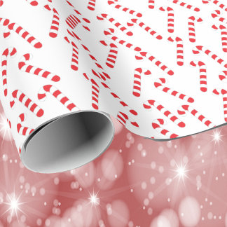 Candy Cane Pattern Red and White Wrapping Paper