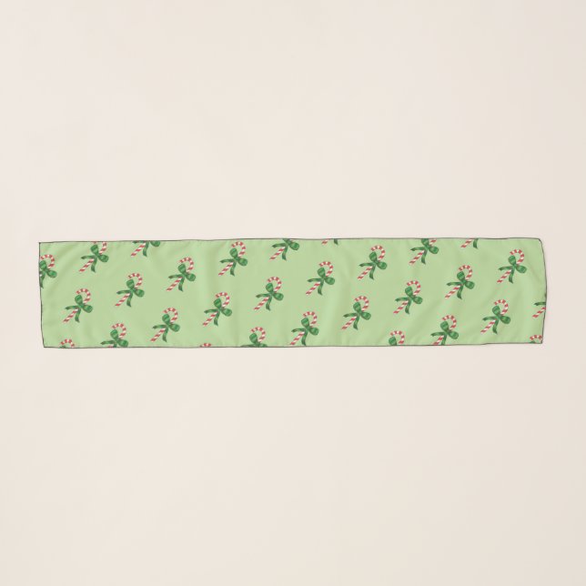 Candy Cane Patterned Holiday Scarf (Front (Horizontal))