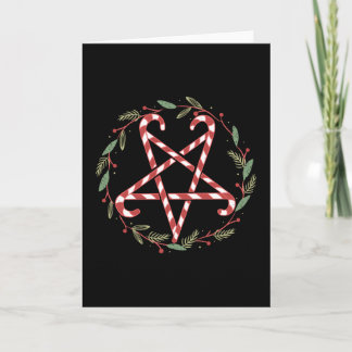 Candy Cane Pentagram Card