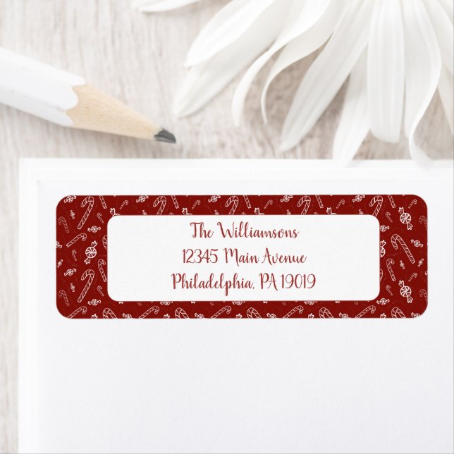Candy Cane Peppermint Christmas Return Address Label (Insitu)
