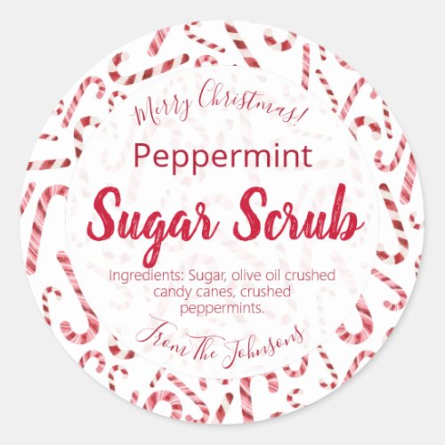 Candy Cane Peppermint Christmas Sugar Scrub Labels