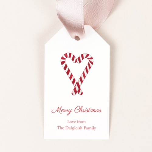 Candy Cane Peppermint Heart Red And White Holidays Gift Tags