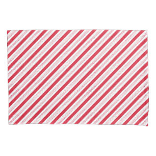 Candy Cane Peppermint Holiday Red White Striped Pillow Case