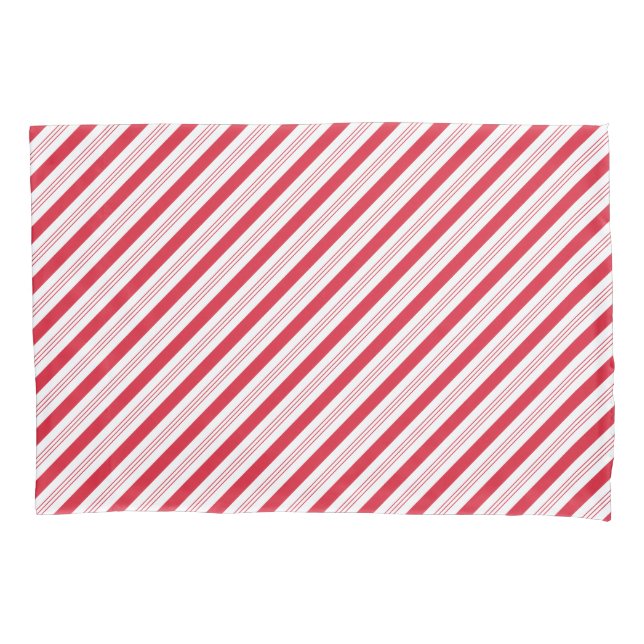 Candy Cane Peppermint Holiday Red White Striped Pillow Case (Front)