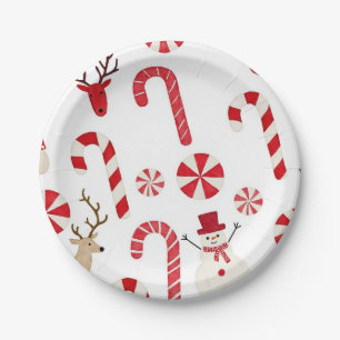 Candy Cane Peppermint Paper Plate