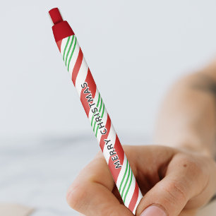 Candy Cane Peppermint Stripe Christmas Red & Green Pen