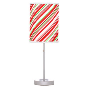 Candy Cane Peppermint Stripes Red White Green Table Lamp