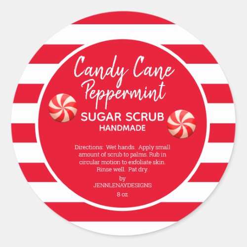 Candy Cane Peppermint Sugar Scrub DIY Classic Round Sticker