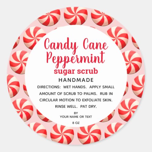 Candy Cane Peppermint Sugar Scrub DIY Classic Round Sticker