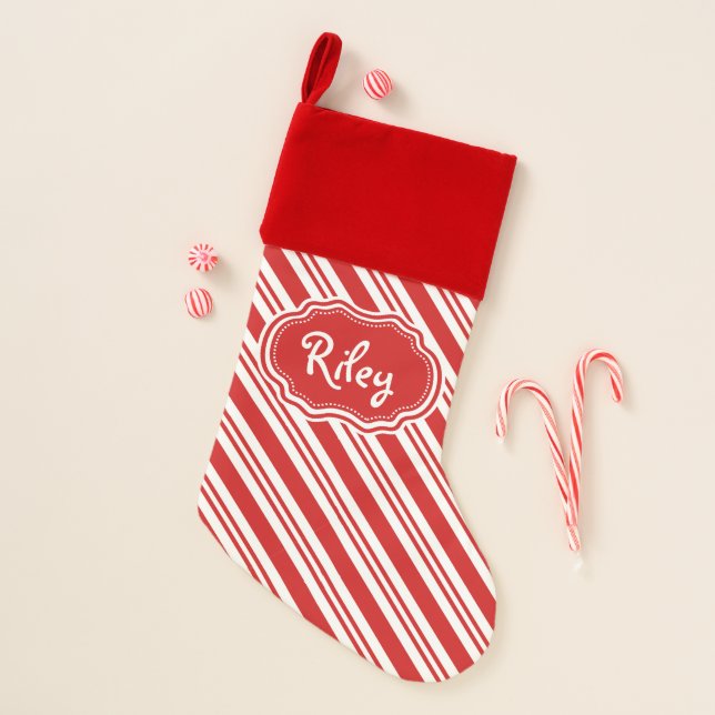Candy Cane Personalized Christmas Stocking (Front)