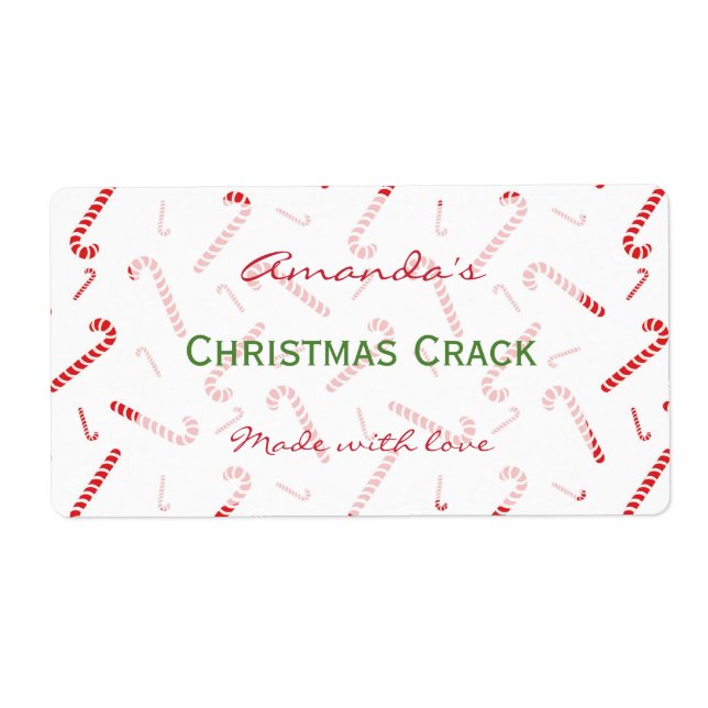 Candy Cane Personalized Christmas Treat Label (Front)