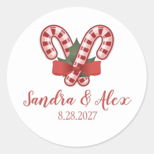Candy Cane Personalized Christmas Wedding Stickers