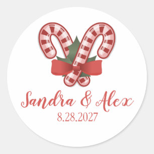 Candy Cane Personalized Christmas Wedding Stickers