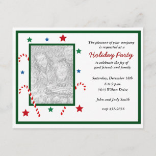 Candy Cane Photo Christmas Party Invitation