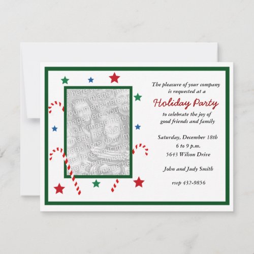 Candy Cane Photo Christmas Party Invitation