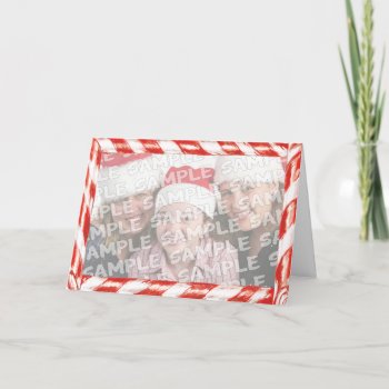 Candy Cane Photo Frame Christmas Portrait Holiday Card by gingerbreadwishes at Zazzle