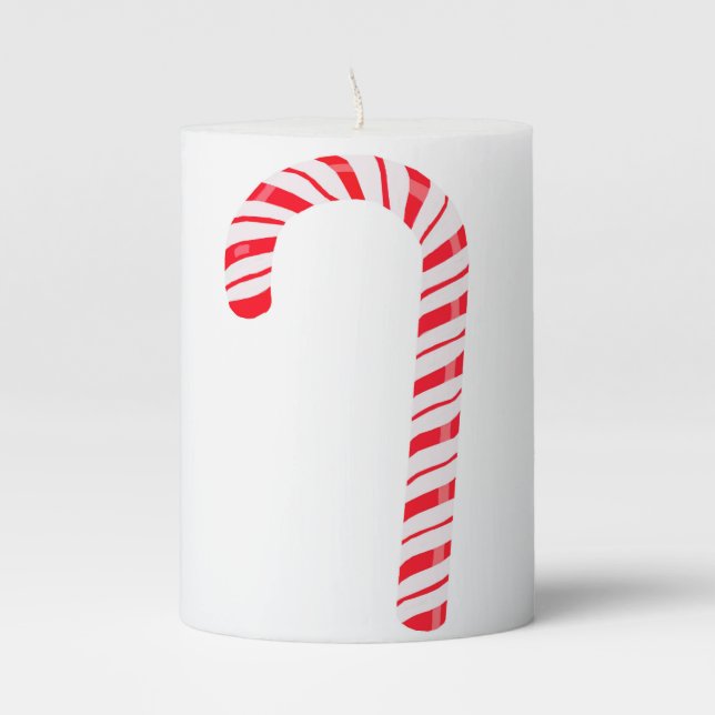 Candy Cane Pillar Candle (Front)