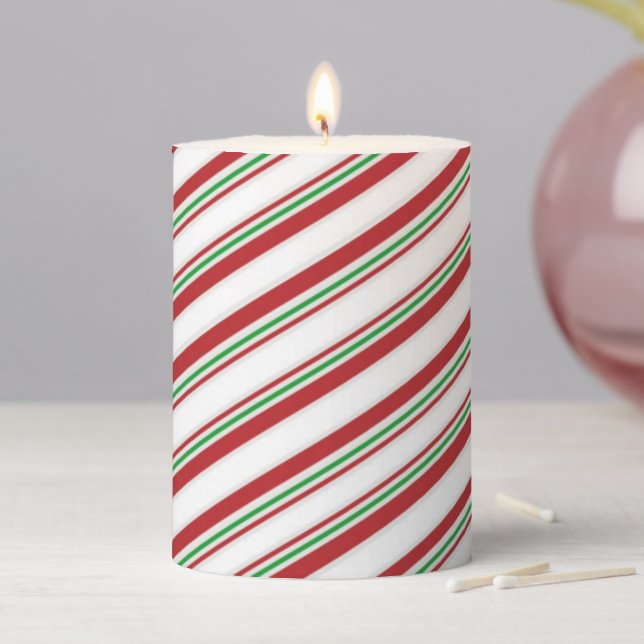 Candy Cane Pillar Candle (In Situ)