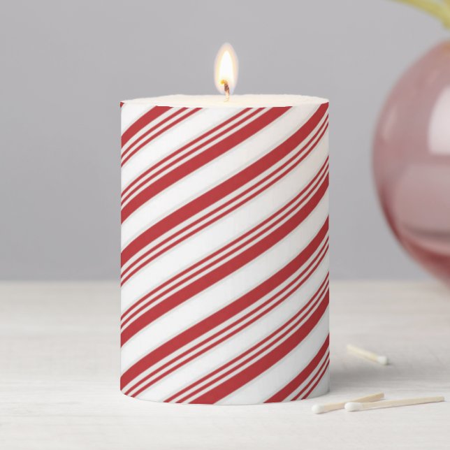Candy Cane Pillar Candle (In Situ)